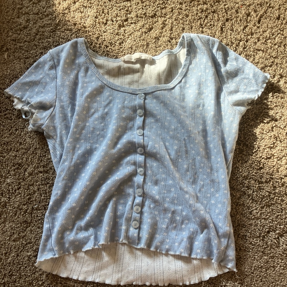 Light Blue Button-Up Top